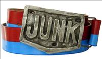 Unbranded Pewter Junk - Blue / Red Striped Leather Belt by