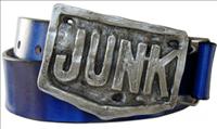 Unbranded Pewter Junk - Blue Vertical Striped Leather Belt