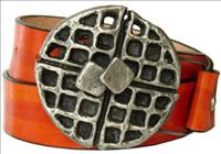 Unbranded Pewter Waffle - Orange Leather Belt by Jon Wye