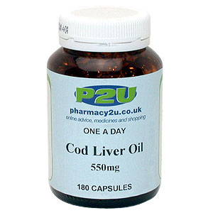 Pharmacy2U Cod Liver Oil 550mg One a Day Capsules - size: 180