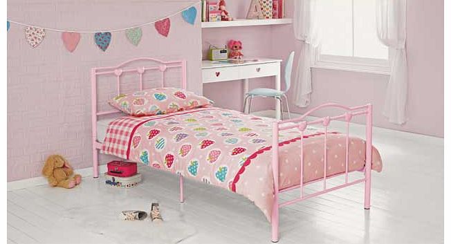 Unbranded Phoebe Pink Single Bed Frame with Finley Mattress