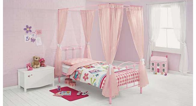 Unbranded Phoebe Pink Single Four Poster Bed with Finley