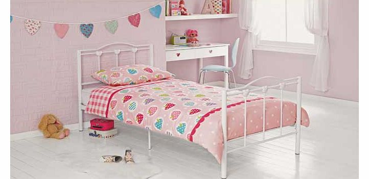 Unbranded Phoebe White Single Bed Frame with Bibby Mattress