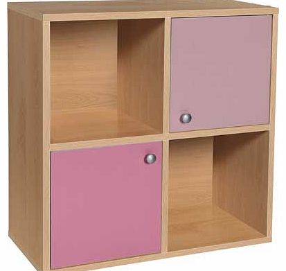 This cute Phoenix 2 Half Door Cube contains four storage cubes - two with doors and two left open. perfect for displaying ornaments or easy access to your most frequently needed items. The beech effect casing is complemented by two tones of pink on t