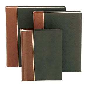 Attractive photo album in green and tan with slip-in pockets. H31 x W24cm