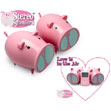 These seriously cool and very pink piggy shaped squeakers are totally unique and will be far