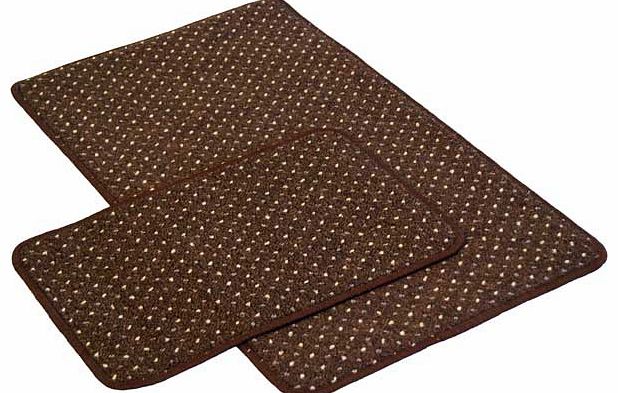 Unbranded Pindot Chocolate Runner 230cm x 57cm and Doormat