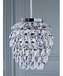 Non electrical clear beaded pendant.Size (H)24, diameter 21cm.Weight 1.89kg.Requires 1 x 60 watt bul