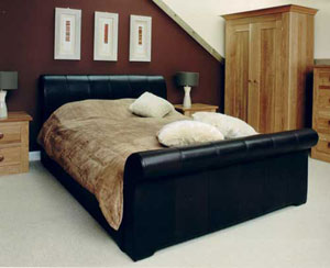 Pinetum- Kingsize Leather Sleigh Bed