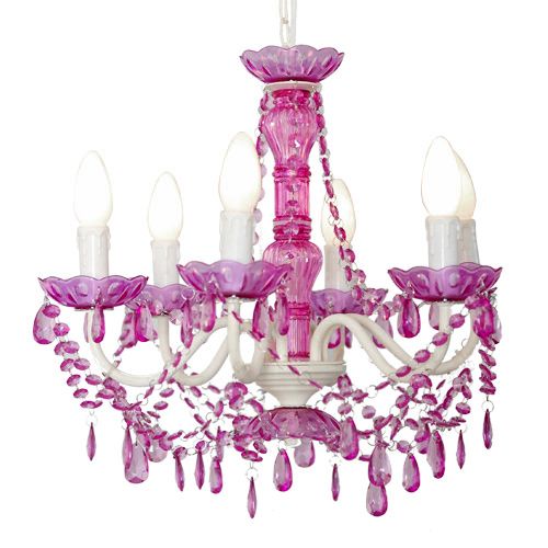 PINK 6 Light CRYSTAL CHANDELIER - Shabby Chic