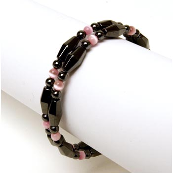 Pink and Black Bead Bracelet