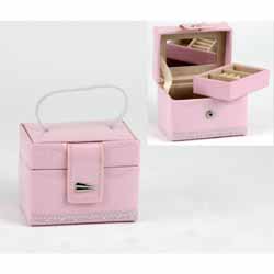 Lovely pink glitter jewellery box with small lift out tray