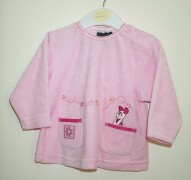 Lovely pink Ladybird top in jersey velour with Piglet embroidered popping o