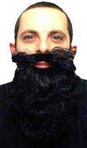 Black one piece pirate beard attached with elastic. This style is also available in Light Grey, Brow