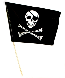 Pirate Skull and Cross Bones waving flag - plastic