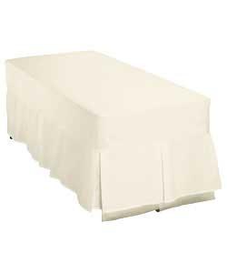 Box pleat style valance sheet.50 cotton, 50 polyester.Machine washable at 40 degrees C.Suitable for 