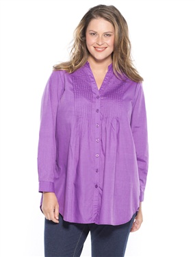 This Woman Within Plain Loose Fit Tunic Blouse comes in a loose fit which is great to flatter the fuller figure! You can wear it with all your jeans and leggings! It has a stand-up collar opening onto a V-neckline extended by a buttoned placket, sma