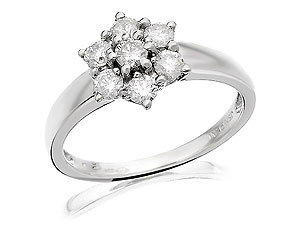 Unbranded Platinum and Diamond Daisy Cluster Ring 040828-J