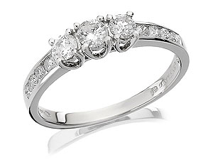 Unbranded Platinum and Trilogy Diamond Ring with Diamond Shoulders 040827-J