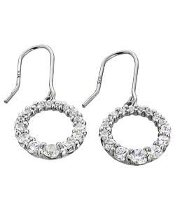 Unbranded Platinum Plated Silver Cubic Zirconia Circle Drop Earrings