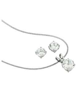 Cubic zirconia solitaire.Platinum Couture collection. Curb chain legnth 46cm/18in.