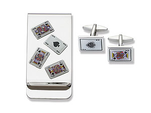Unbranded Playing Cards Cufflink and Money Clip Set 011862