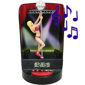 Set yourself a wonderful wake-up call with the rotating, illuminated Poledancer Alarm Clock! No one 