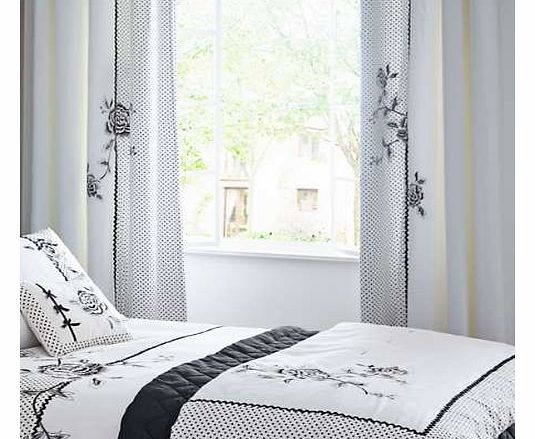 These lovely curtains have been designed exclusively for us, making them even more special! A fabulous combination of classical Black and White with contemporary printed Polka Dot. Floral embroidery with Rick Rack ribbon. Suited to almost any style o