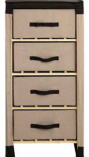Unbranded Polycotton and Pine 4 Drawer Storage Unit -