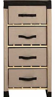 Unbranded Polycotton and Pine Wood 4 Drawer Storage Unit -