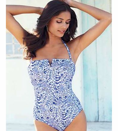 For simple poolside sophistication why not choose this stunning porcelain print, elegant and chic this bandeau swimsuit is simply lovely. With detachable straps and power mesh lining to front and back, this swimsuit is designed to flatter and support