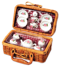 A 12 piece tea set with hamper, the perfect little tea set for the perfect little tea party!