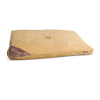 The rich colours of the faux suede cover are complemented by an embroidered paw and corner patch. Th