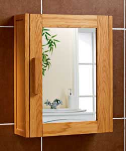 Oak finish veneered rubberwood cabinet.1 mirror door and 1 internal adjustable shelf.Size (W)44, (D)