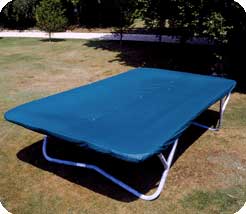 Elasticated hem cover with central drainage holes made from forest green pvc-coated nylon fabric