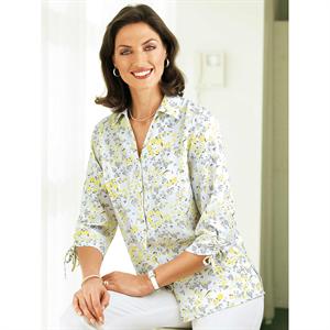 Unbranded Printed Blouse - Fuller Bust Size: Cups D,E,F