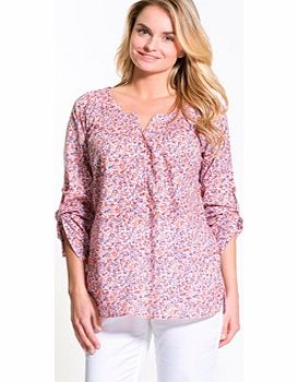 Unbranded Printed Blouse with Roll-Up Sleeves