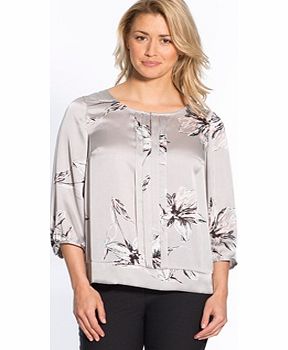 Unbranded Printed Satin Blouse with 3/4 Length Sleeves