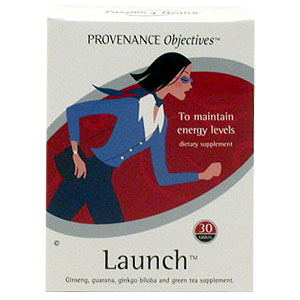 Provenance Objectives Launch is a dietary supplement with ginseng, guarana, ginkgo biloba and green