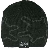 Black unisex pseudopod beanie hat  100% acrylic  Thinly woven  One size