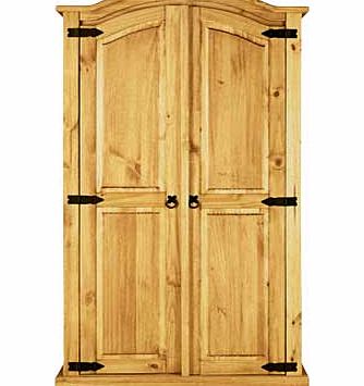 Offering an utterly charming style. the Puerto Rico collection is crafted from rustic solid wood with an oiled finish. This light pine wardrobe is not only elegant in design with its panelled fronts and curved top. but offers plenty of hanging space 