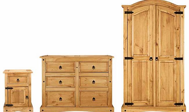 Offering an utterly charming style. the Puerto Rico collection is crafted from rustic solid wood with an oiled finish. This light pine two door wardrobe. six drawer chest and bedside cabinet package offer plenty of room for all your bedroom essential