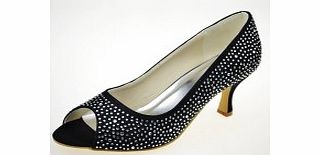 Unbranded Pumps Satin Kitten Heel Spool Heel Pumps Black