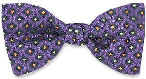 Unbranded Purple Green Orange Squares Silk Bow Tie
