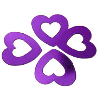 purple hollow heart metallic confetti