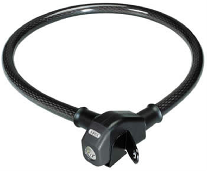 THIS POPULAR EASY TO USE LOCK FEATURES A FLEXIBLE CABLE AND SEAT BOLT MOUNTING CARRYING BRACKET