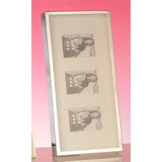A superb triple photo frame that stands vertical or horizontal
