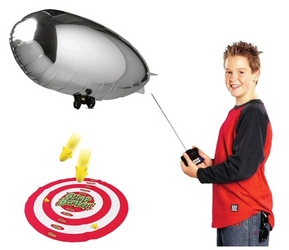 The radio controlled blimp bomber is a massive menace with an indoor flying range of 100 feet and 3-