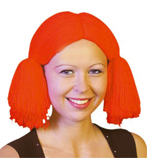 With painted freckles on your face and this wig you will look just like a cute rag doll.