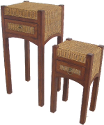 RATTAN PLANT STANDS WITH DRAWER